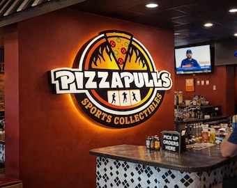 Modern LED Bar Sign, Custom 3D Metal Logo with Backlit Halo for Restaurant Lounge