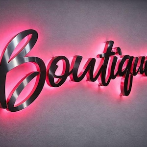custom backlit sign silver brushed letters , stainless steel sign