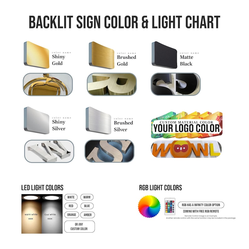 Custom Backlit Sign for Business, 3D Metal Logo Sign, LED Light Box , Outdoor & Office Wall Sign image 3