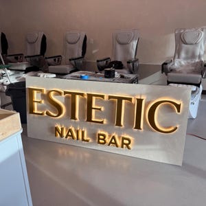Office Wandschild, 3D-Metall-Logo-Schild mit LED-Hintergrundbeleuchtung, Business Name Zeichen