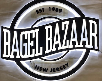 Metal Backlit light Sign logo  ,Office Sign  letters Backlit , outdoor indoor Sign , Business Backlit Sign , 3D logo Sign , black  Sign