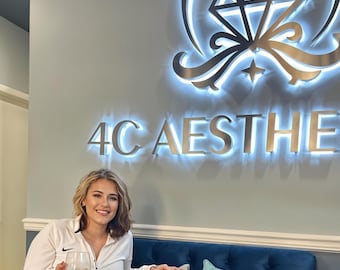 Custom LED Backlit Name Sign for Boutique & Salon – 3D Lighted Wall Decor for Business Branding