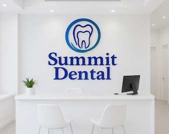 Dentist Logo Wall Sign – Custom Laser Cut Dental Clinic Sign – 3D Acrylic & Metal Office Sign