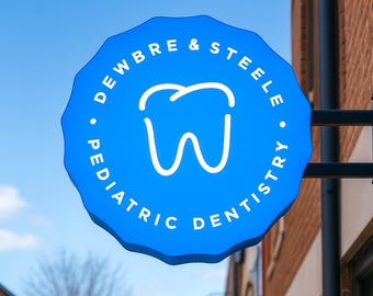 Dental Clinic Logo Sign - Double Sided Blade Sign for Dentist Office - Custom Outdoor Hanging Sign for Wall or Bracket Mount