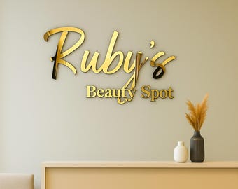 3D Sign Salon Decor for Studio or Reception, Personalized Acrylic Backlit Sign for Hair or Makeup Studio