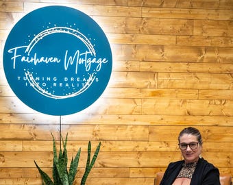 Personalized Metal Business Sign for Interior Walls, Metal Office Sign with LED Lights & Custom 3D Business Logo