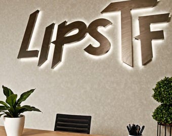 Custom Backlit LED Logo Sign , 3D Metal Lighted Business Sign – Personalized Office Wall Decor , Business sign 3d logo signage