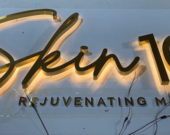 Company Custom 3D Metal Signage, Office  Logo Sign, Backlit Business Signs, Illuminated Letter Sign, Outdoor Light Sign, Lasercut Signboard