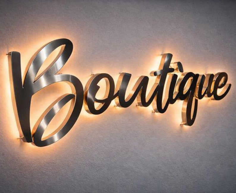 Silver Brushed stainless steel , backlit metal sign 3d , logo sign back lit , custom business sign , with office sign