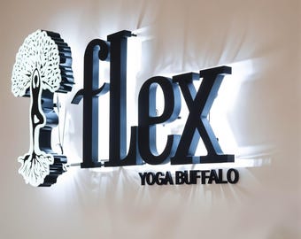 Backlit Block Letters Lit Wall Sign 3D Metal Letters Logo Shop Sign Channel  Letter - Illuminated  LED Business Sign for Office