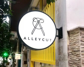 Exterior Double Sided Sign , light box store front Sign , Outdoor Sign , Blade Sign , İlluminated round light box Sign