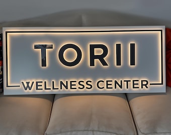 Minimal Indoor LED Logo Sign, 3D Metal Backlit Office & Commercial Wall sign