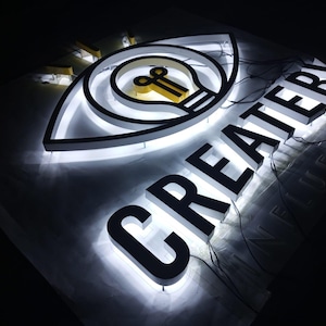 Business Led sign Custom Metal Sign , illuminated sign Business Sign , Office Sign , Outdoor Sign , 3D metal Light Up Sign , Beauty Salon