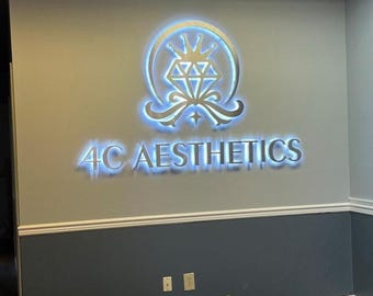 Custom Backlit Sign, Sign for Business, custom outdoor logo , LED Light Box Backlit , 3D metal Sign , 3d custom sign for office 3D logo