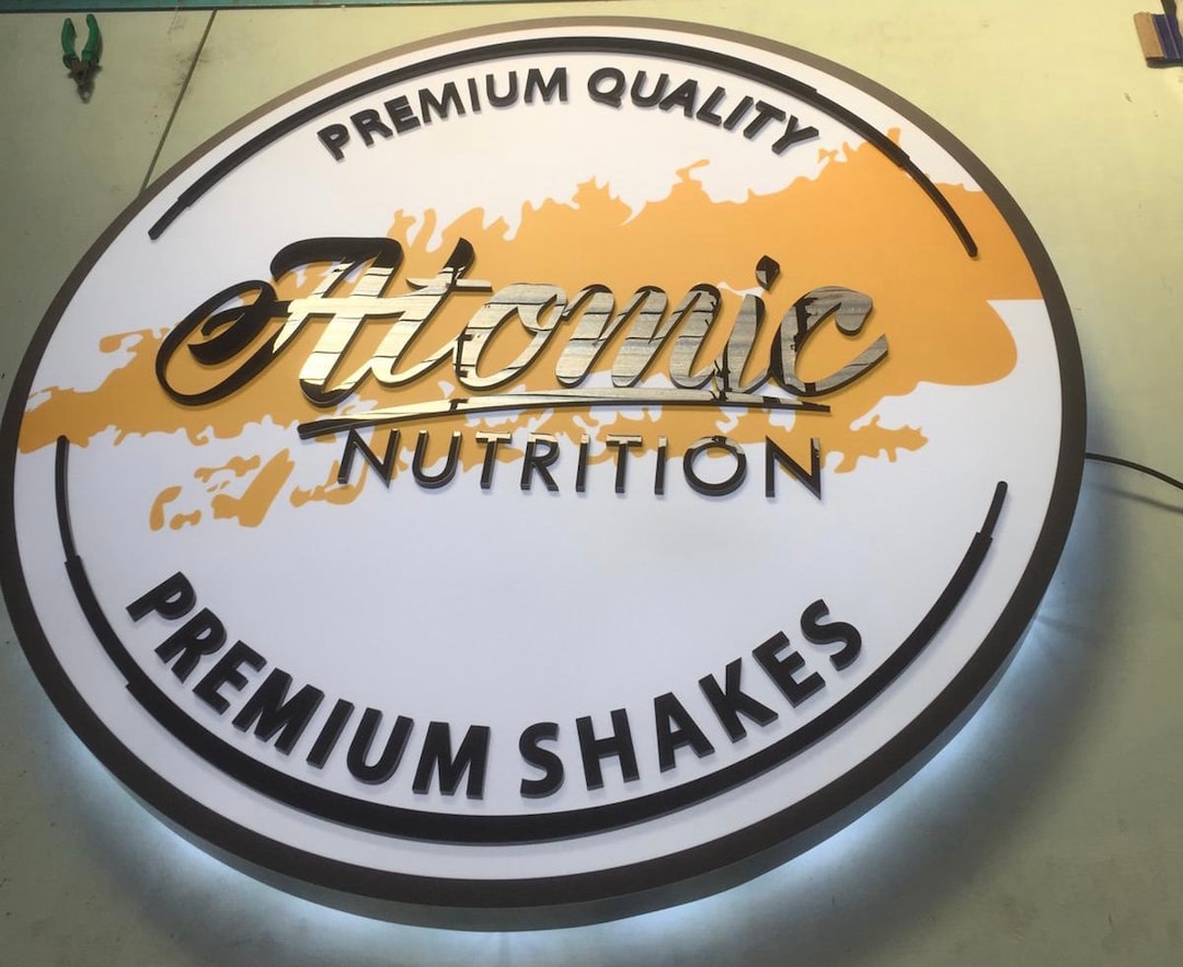 Small Business Sign, Custom LED Backlit Metal Logo for Office Reception ...