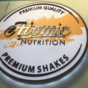 Custom office sign LED 3D logo Backlit  , Custom laser  cut logo metal ,  Led sign Raised 3D Design  Wall decor ,  Business small Backlit