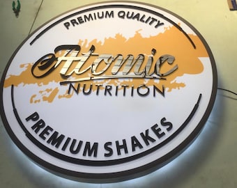 Custom office sign LED 3D logo Backlit  , Custom laser  cut logo metal ,  Led sign Raised 3D Design  Wall decor ,  Business small Backlit