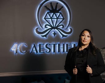 Custom brushed metal logo Backlit  Sign , Brushed logo light Sign , Backlit Business 3d logo , Company Logo Sign , İlluminated metal letters