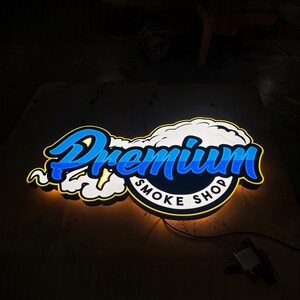 Premium Smoke Shop signage ,LED Backlit Business Sign – Custom Office Wall Logo – 3D Lighted Company Sign for Reception or Lobby