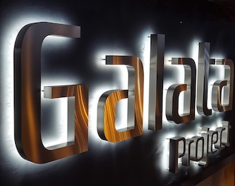 Custom LED Business Sign, 3D Steel Logo Wall Art, Backlit Office Signage, Outdoor Commercial Sign, Personalized Salon & Spa Decor
