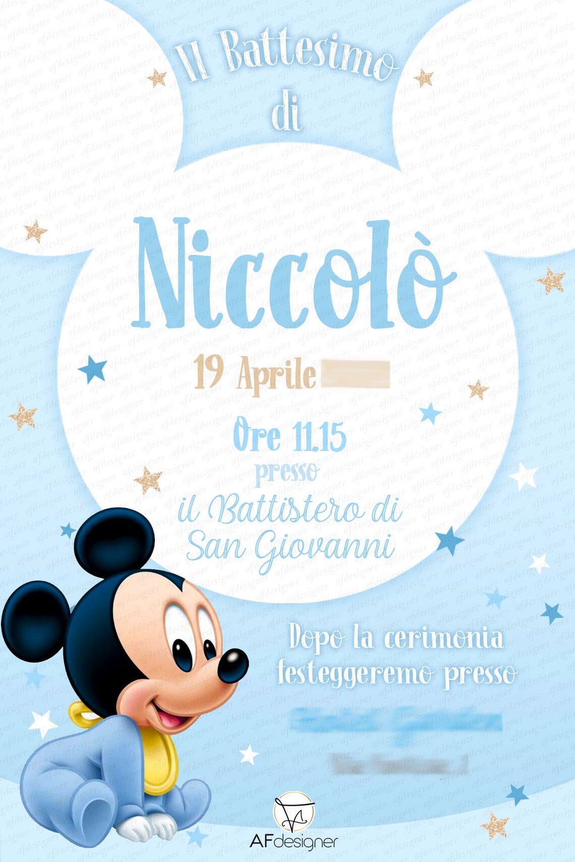 Digital MICKEY MOUSE Invitation Baby Mickey Mouse Baptism Etsy