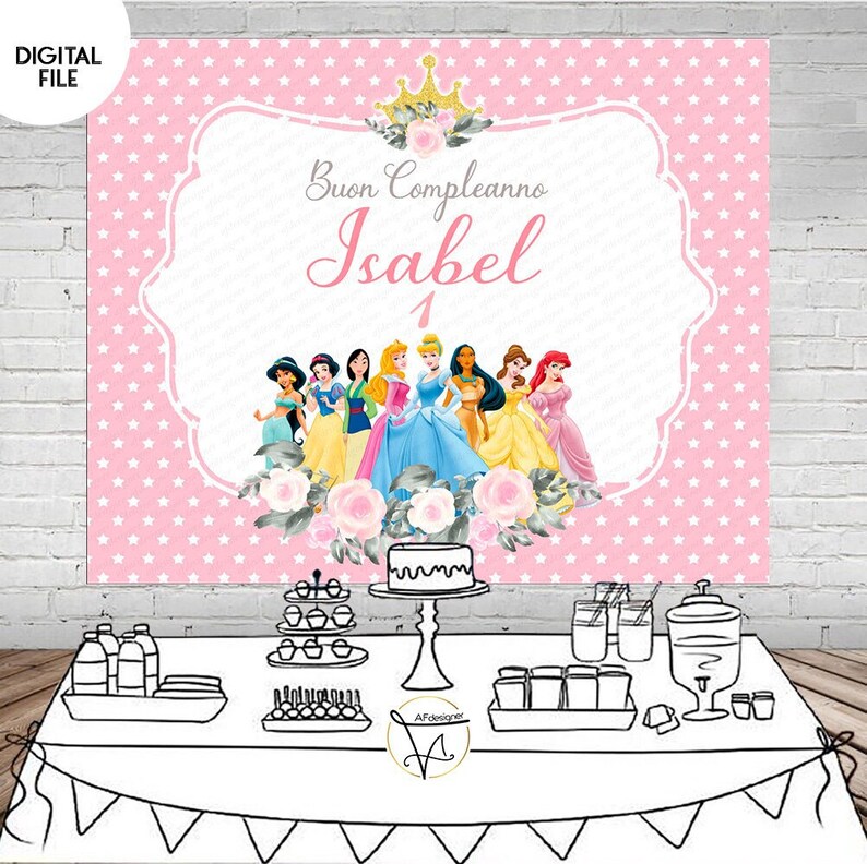 Digital PRINCESS Party Backdrop Printable Princess Banner - Etsy