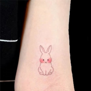 Shy Bunny Tattoo Rabbit Tattoo Waterproof Temporary Tattoo - Etsy