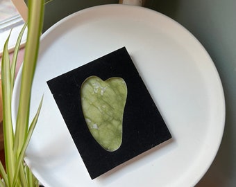 Natural Jade Gua Sha, Heart Shaped Facial Massage Stone
