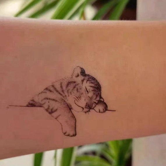 Super Cute Tiger Tattoo Sleeping Tiger Temporary Tattoo - Etsy Super Cute Tiger Tattoo Sleeping Tiger Temporary Tattoo - Etsy