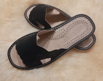 US Women's black sandals open toe house slides for ladies