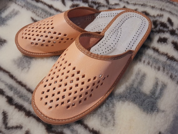 OUTLET SALE Men s Slippers Traditional Genuine Leather Etsy