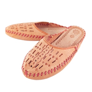 Traditionele natuurlijke leren herenpantoffels Hand Made Mountain Style FOLK