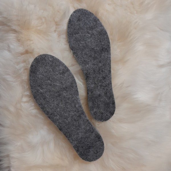 Women's Traditional felt shoe insoles, slippers insoles light gray