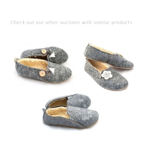 Women's Slippers Felt & natural sheeps wool embroidered owl image 7