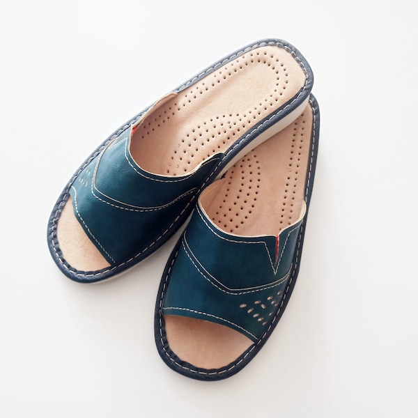 Genuine + eco leather traditional women's slippers Spring/Summer Colours