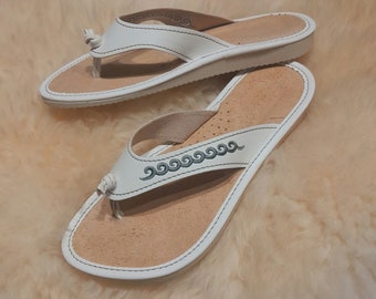 US Women's Flip-flop sandals natural leather