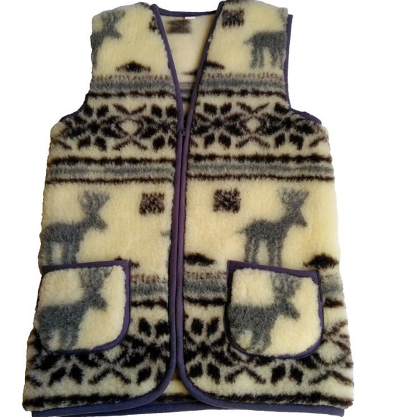 Weste Natur Gilet Merino Lammwolle Schafwolle Traditionellen Mountain Style unisex