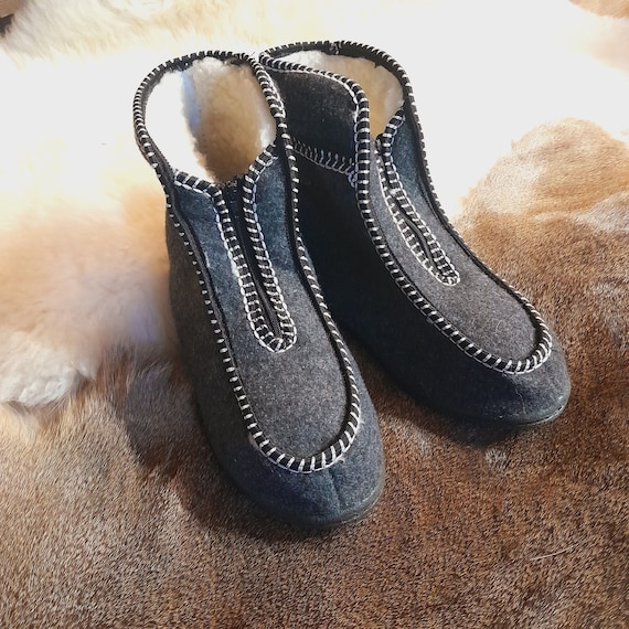 Warm Man Slippers Felt & 100% natural sheeps wool Outdoor Boots