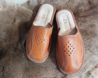 US Men's Traditional Slippers Genuine Leather Mountain Style flip flops