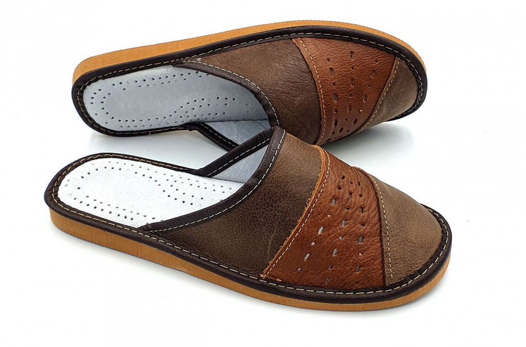 mens leather slippers online