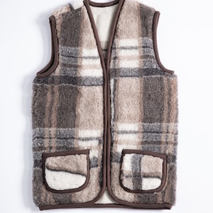 Gilet Gilet Naturel Laine d'Agneau Mérinos Laine de Mouton Style Montagne Traditionnel unisexe image 1