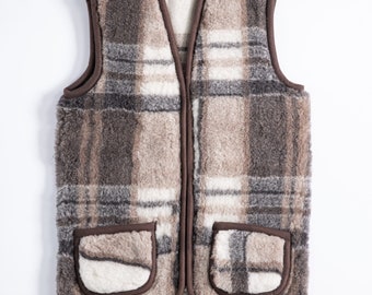 Gilet Gilet Naturel Laine d'Agneau Mérinos Laine de Mouton Style Montagne Traditionnel unisexe