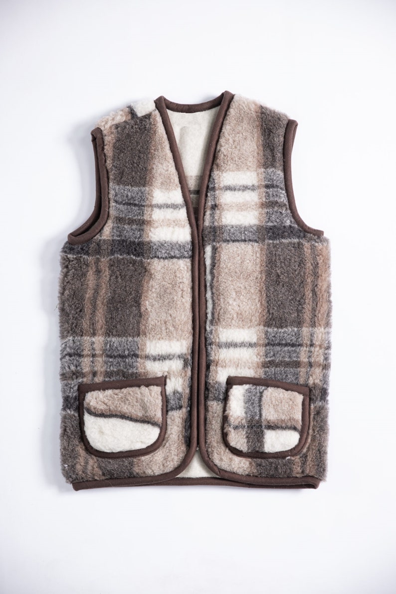 Gilet Gilet Naturel Laine d'Agneau Mérinos Laine de Mouton Style Montagne Traditionnel unisexe image 1