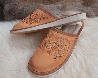 Women&#39;s slippers genuine leather FOLK Mountain Style