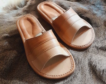 Women's slippers natural leather traditional genuine leather slippers