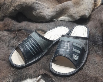 Men's slippers genuine leather Summer House Slippers