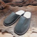 US Gray Men's Summer Slippers Leather Mules Leather Lightweight House Slip on Footwear product logo