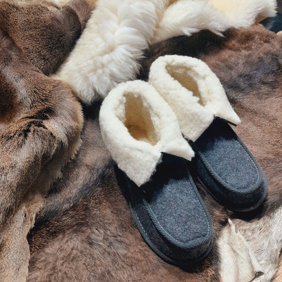 Ciabatte Donna In Pelle Naturale E Lana Di Pecora – Calde E Morbide, Suola Ammortizzante Antiscivolo, Fatte A Mano, Ideali Per Peli Sensibili E Diabetiche
