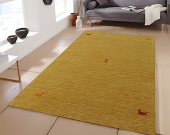 HANDLOOM Carpets Knotted back Imported wool Carpet for Bed Room Carpet for Living Room Gold by CarpetImpex