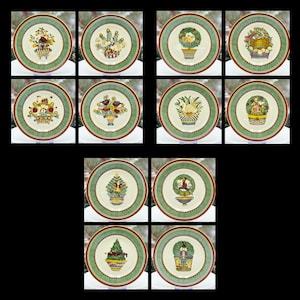 Vintage - Debbie Mumm van Sakura - &quot;12 Days of Christmas&quot; - Complete set van 12 salade-/dessertborden - Servies voor de feestdagen